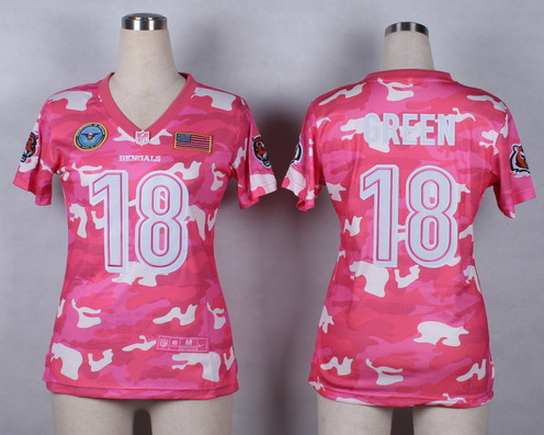 Nike Cincinnati Bengals #18 A.J. Green 2014 Salute to Service Pink Camo Womens Jersey