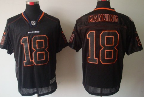 Nike Denver Broncos #18 Peyton Manning Lights Out Black Elite Jersey