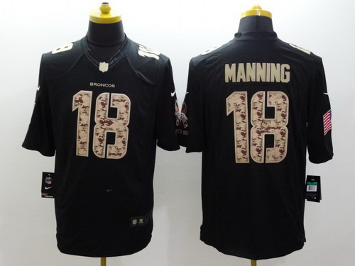 Nike Denver Broncos #18 Peyton Manning Salute to Service Black Limited Kids Jersey