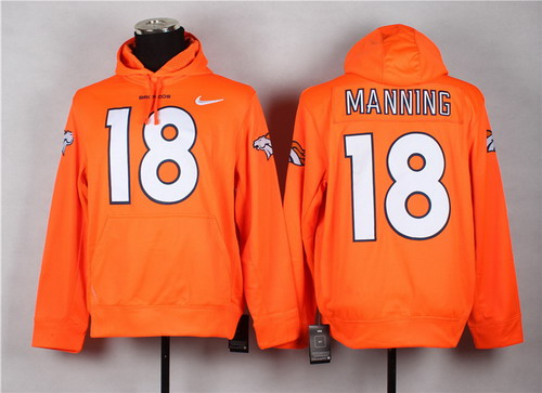 Nike Denver Broncos #18 Peyton Manning Orange Hoodie