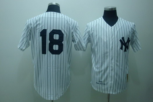 New York Yankees #18 Don Larsen 1956 White Throwback Jersey