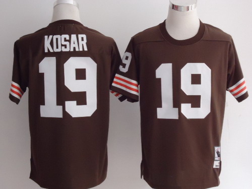 Cleveland Browns #19 Bernie Kosar Brown Short-Sleeved Throwback Jersey