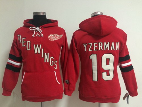 Old Time Hockey Detroit Red Wings #19 Steve Yzerman Red Womens Hoodie