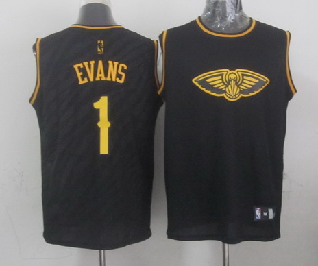 New Orleans Pelicans #1 Tyreke Evans Revolution 30 Swingman 2014 Black With Gold Jersey