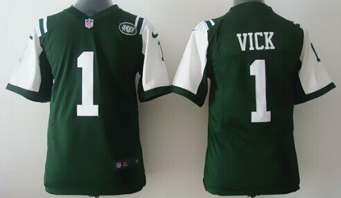 Nike New York Jets #1 Michael Vick Green Game Kids Jersey