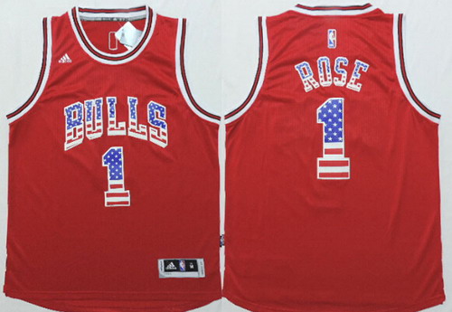 Chicago Bulls #1 Derrick Rose Revolution 30 Swingman 2014 USA Flag Fashion Red Jersey