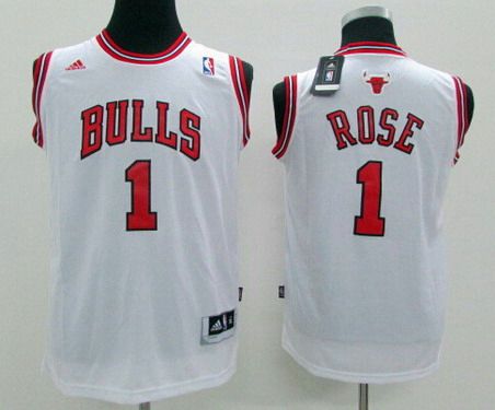 Youth Chicago Bulls #1 Derrick Rose White Jersey