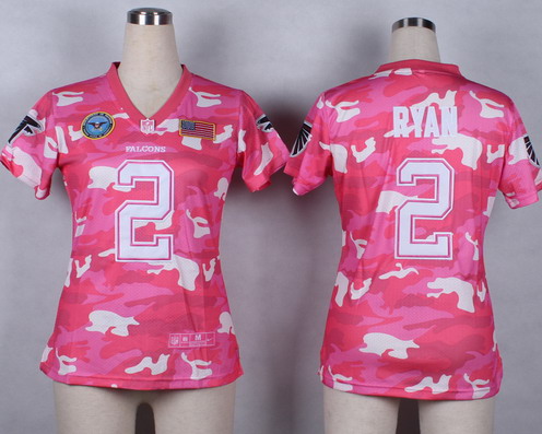 Nike Atlanta Falcons #2 Matt Ryan 2014 Salute to Service Pink Camo Womens Jersey