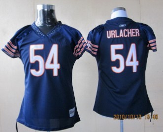 Chicago Bears #54 Urlacher Womens Blue Field Flirt Fashion Jersey