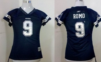 Dallas Cowboys #9 Romo Blue Womens Field Flirt Fashion Jersey 