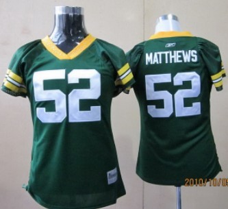 Green Bay Packers #52 Matthews Green Womens Field Flirt Fashion Jersey 