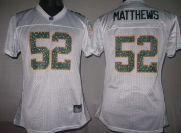 Green Bay Packers #52 Matthews White Womens Sweetheart Jersey 