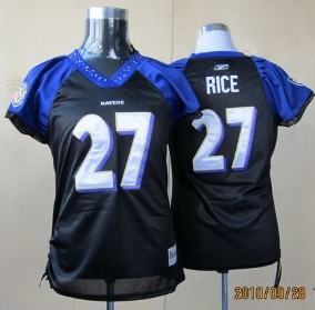 Baltimore Ravens #27 Rice Black Womens Field Flirt Fashion Jersey 