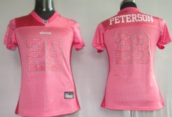 Minnesota Vikings #28 Peterson Pink Womens Sweetheart Jersey 