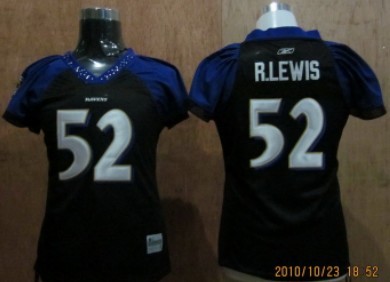 Baltimore Ravens #52 R.Lewis Black Womens Field Flirt Fashion Jersey 