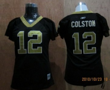 New Orleans Saints #12 Colston Black Womens Field Flirt Fashion Jersey 