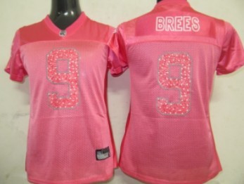 New Orleans Saints #9 Brees Pink Womens Sweetheart Jersey 