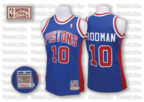 Detroit Pistons #10 Dennis Rodman Blue Swingman Throwback Jersey 