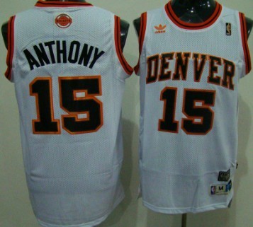 Denver Nuggets #15 Carmelo Anthony White Swingman Throwback Jersey