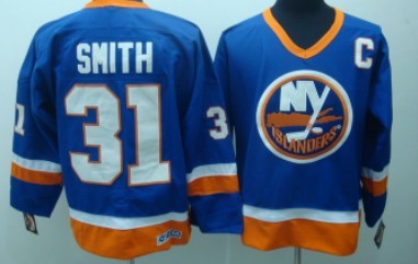 New York Islanders #31 Billy Smith Light Blue Throwback CCM Jersey 