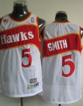 Atlanta Hawks #5 Josh Smith White Swingman Throwback Jersey
