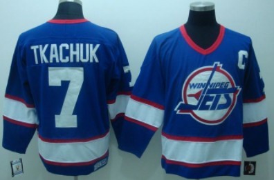 Winnipeg Jets #7 Keith Tkachuk Navy Blue Throwback CCM Jersey 