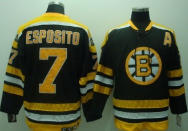 Boston Bruins #7 Phil Esposito Black Throwback CCM Jersey 
