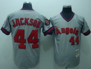 LA Angels of Anaheim #44 Reggie Jackson 1985 Gray Throwback Jersey
