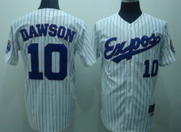 Montreal Expos #10 Andre Dawson 1982 White Pinstripe Throwback Jersey