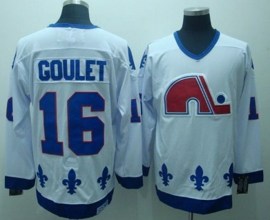 Quebec Nordiques #16 Michel Goulet White Throwback CCM Jersey 