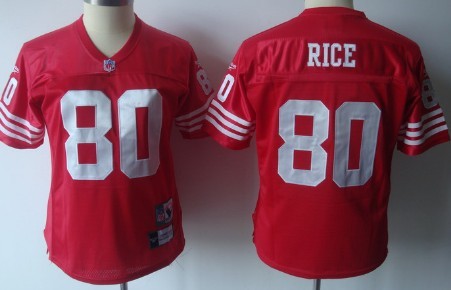 San Francisco 49ers #80 Jerry Rice Red Throwback Womens Jersey
