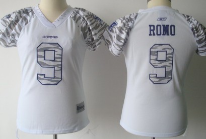 Dallas Cowboys #9 Tony Romo White Womens Zebra Field Flirt Fashion Jersey  