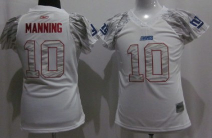 New York Giants #10 Eli Manning White Womens Field Flirt Fashion Jersey 