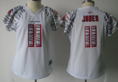 Atlanta Falcons #11 Julio Jones White Womens Zebra Field Flirt Fashion Jersey 