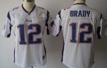 New England Patriots #12 Tom Brady White Womens Jersey 