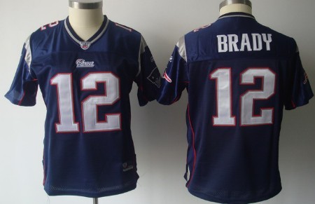New England Patriots #12 Tom Brady Blue Womens Jersey 