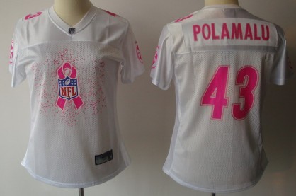 Pittsburgh Steelers #43 Troy Polamalu 2011 Breast Cancer Awareness White Womens Fashion Jersey 
