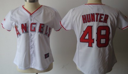 LA Angels of Anaheim #48 Toril Hunter White With Red Womens Jersey 