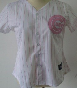 Chicago Cubs #2 Ryan Theriot White With Pink Pinstripe Womens Jersey 