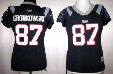 New England Patriots #87 Rob Gronkowski Blue Womens Field Flirt Fashion Jersey 