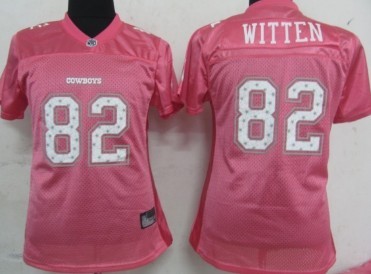 Dallas Cowboys #82 Jason Witten Pink Star Struck Fashion Womens Jersey 