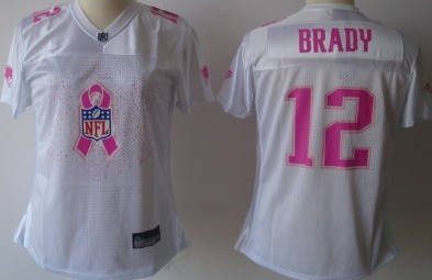 New England Patriots #12 Tom Brady 2011 Breast Cancer Awareness White Womens Fashion Jersey 