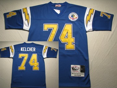 San Diego Chargers #74 Louie Kelcher Navy Blue Throwback Jersey 