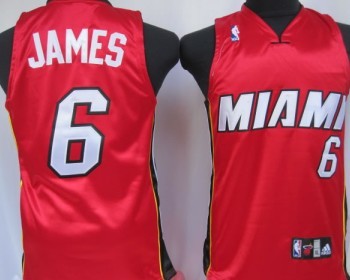 Miami Heat #6 LeBron James Red Kids Jersey