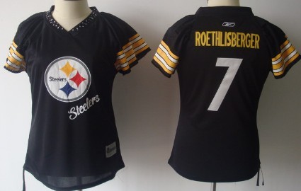 Pittsburgh Steelers #7 Ben Roethlisberger 2011 Black Womens Field Flirt Fashion Jersey 