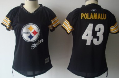Pittsburgh Steelers #43 Troy Polamalu 2011 Black Womens Field Flirt Fashion Jersey 