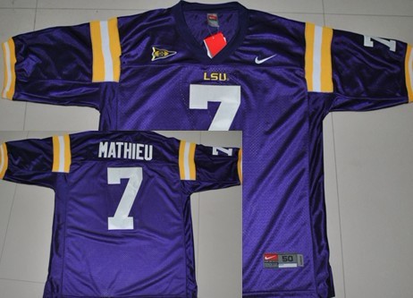 LSU Tigers #7 Tyrann Mathieu Purple Jersey 
