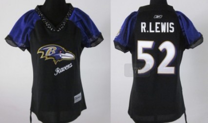 Baltimore Ravens #52 Ray Lewis 2011 Black Womens Field Flirt Fashion Jersey  