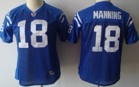 Indianapolis Colts #18 Peyton Manning Blue Womens Jersey