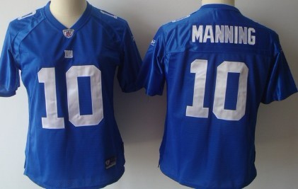 New York Giants #10 Eli Manning Blue Womens Jersey